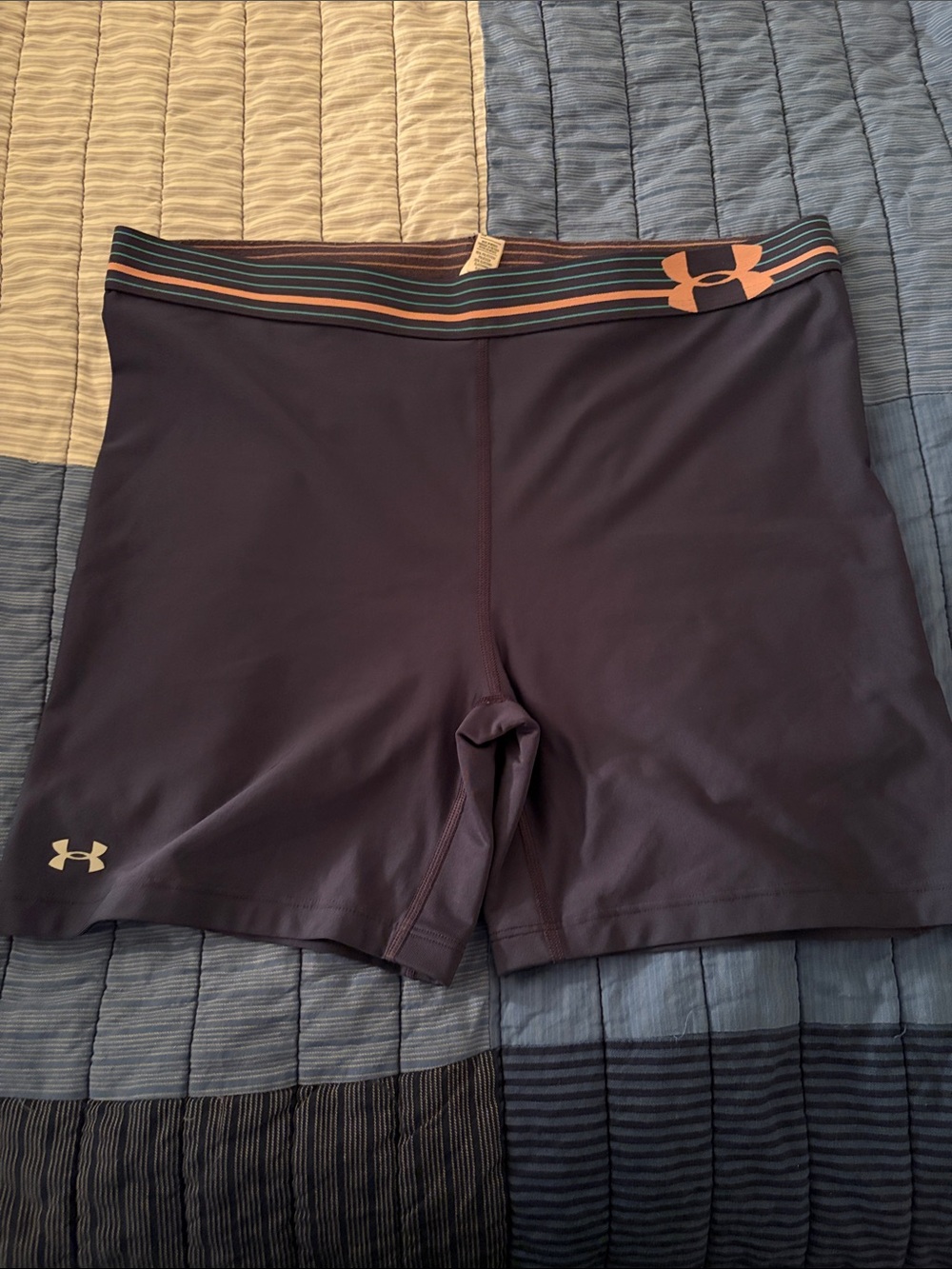 Under Armour Women's Plum Compression Bike Shorts with Peach Logo